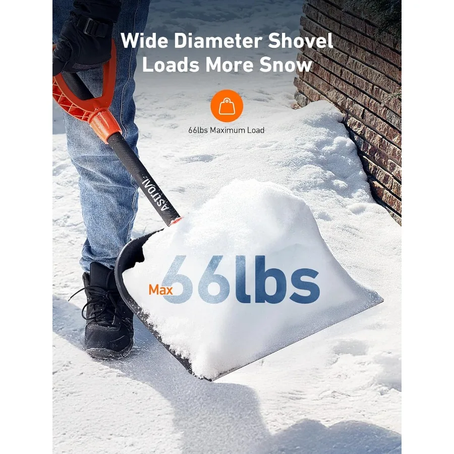 62 مجرفة ثلج شديدة التحمل مع مقبض مريح قابل للتعديل وشفرة من الفولاذ المقاوم للصدأ بعرض 17 بوصة للتصفية بكفاءة #6