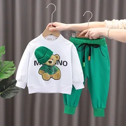 Spring Autumn Children Clothes For Baby Boys Cartoon Bear Sweater + Pants 2Pcs/Set Toddler Casual Sportswear Kids Tracksuits