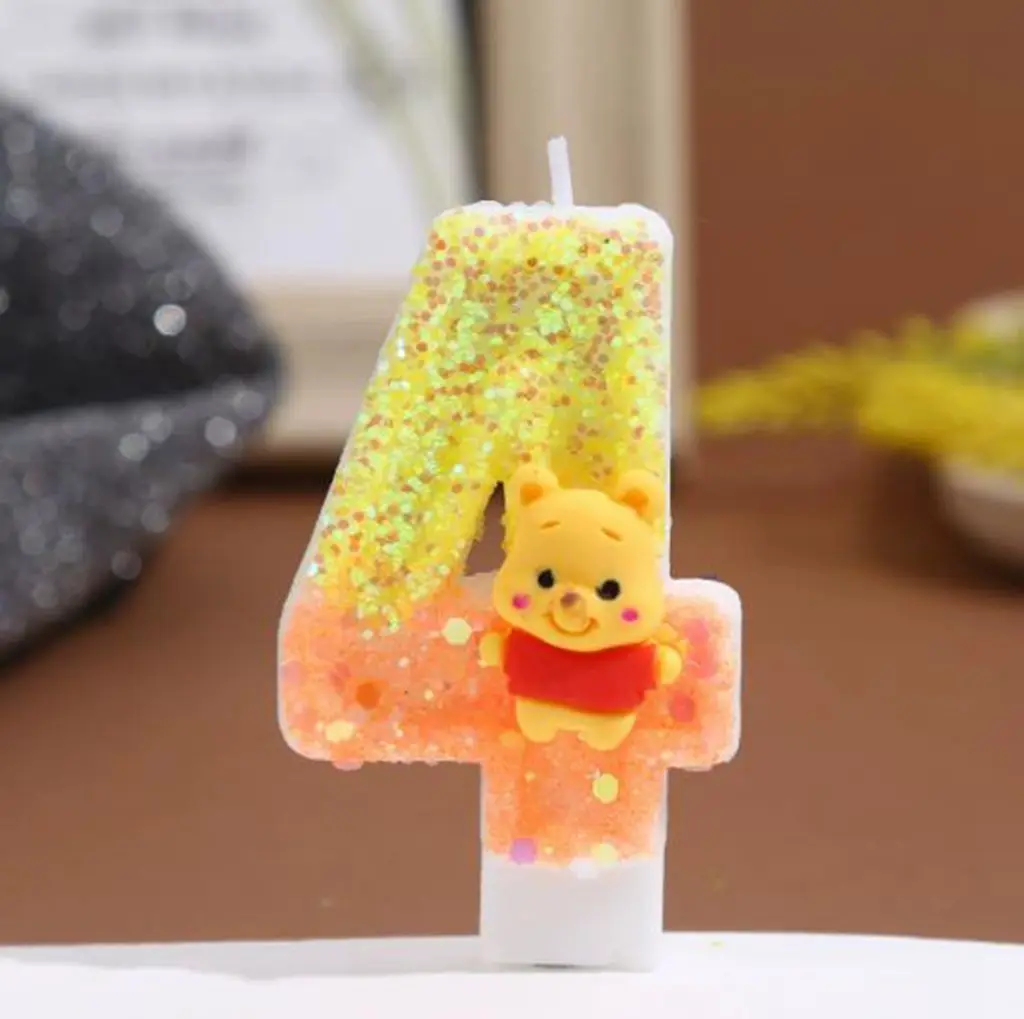 Anime 0-9 Zahl Kerze Nette Winnie the Pooh Kerze Cartoon Charakter Kinder Party Kuchen Plug-in Geburtstag Kuchen Dekoration geschenke – Detail 7
