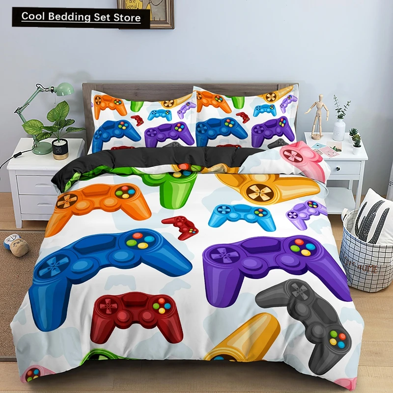 

Boys Gamer Bedding Set Cartoon Game Luxury Duvet Cover King Queen Double Comforter Cover Gaming 2/3pcs Polyester Quilt Cover