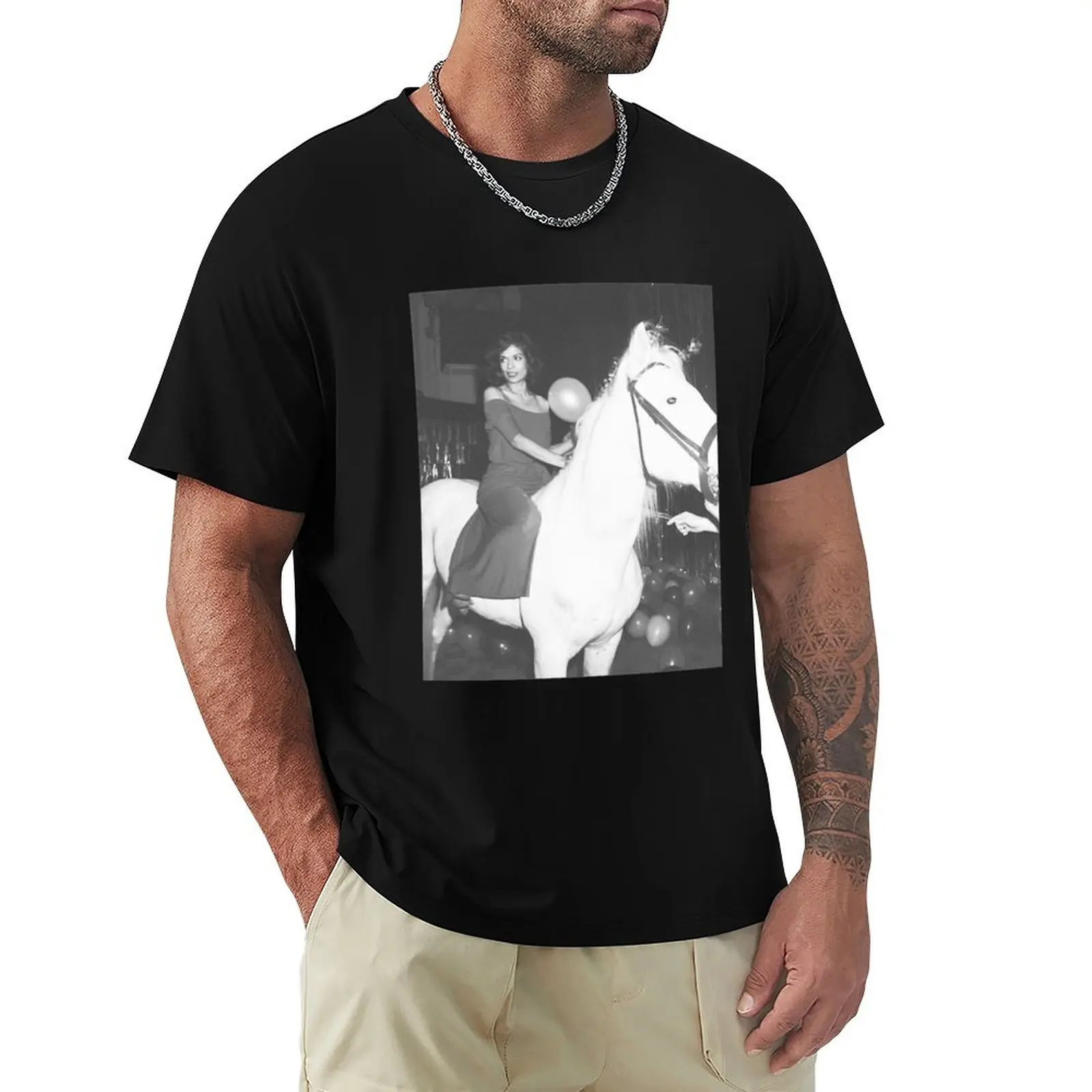 

Bianca Jagger at Studio 54 T-Shirt shirts graphic tees summer shirt summer tops plain white t shirts men