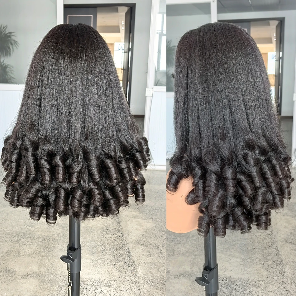 

Накладной парик из 100% натуральных человеческих волос Yaki Loose Curly V-образной формы, без клея, 250% плотность, волосы 4C, афро-кудрявые, объемные волны, U-образный парик-полупарик