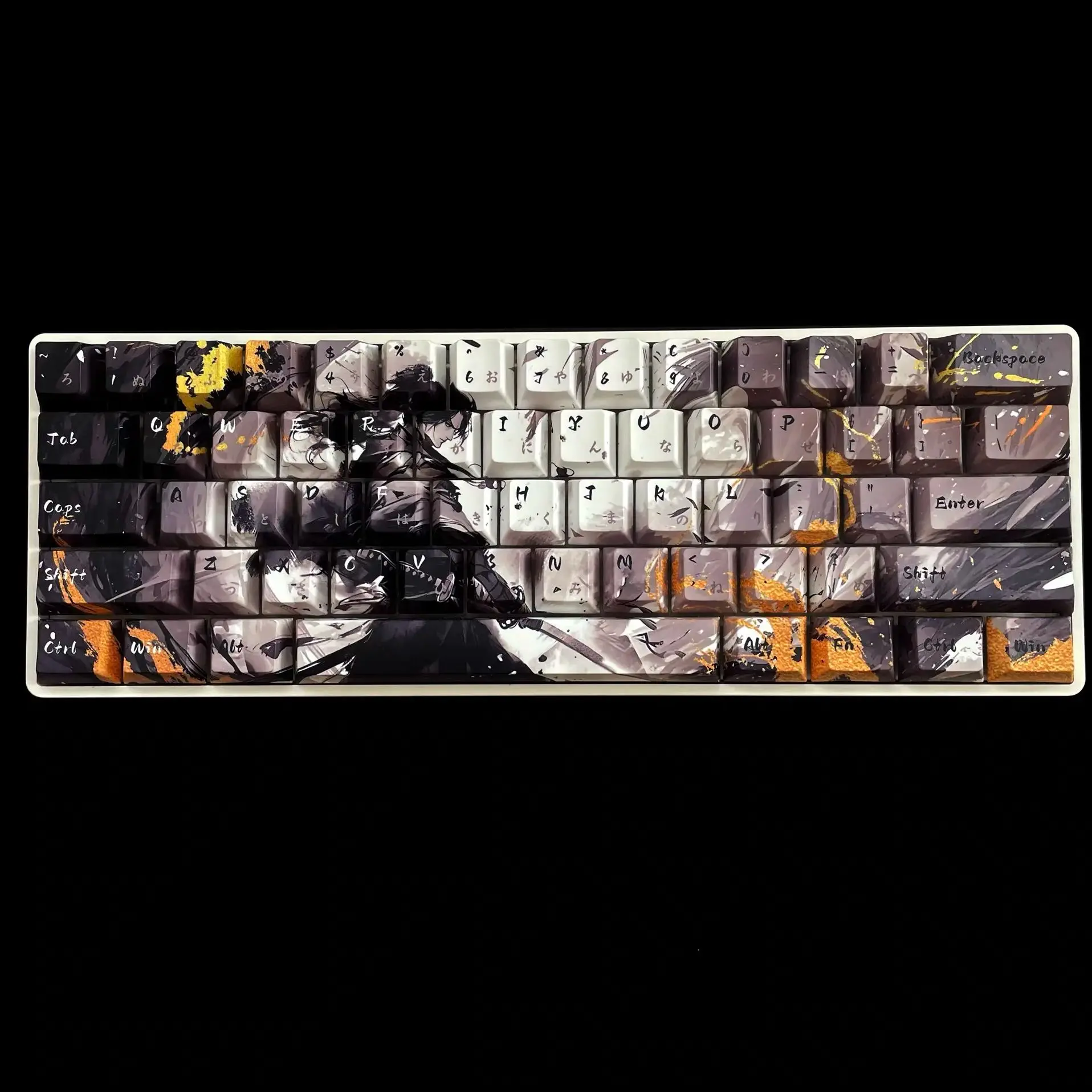 Ink Wash Style Keys Opaque Keycaps Customized  Key Cap Anime Game Key Cap 1.9mm Set Cherry PBT Keycap for Made68 Mad68 Wooting60