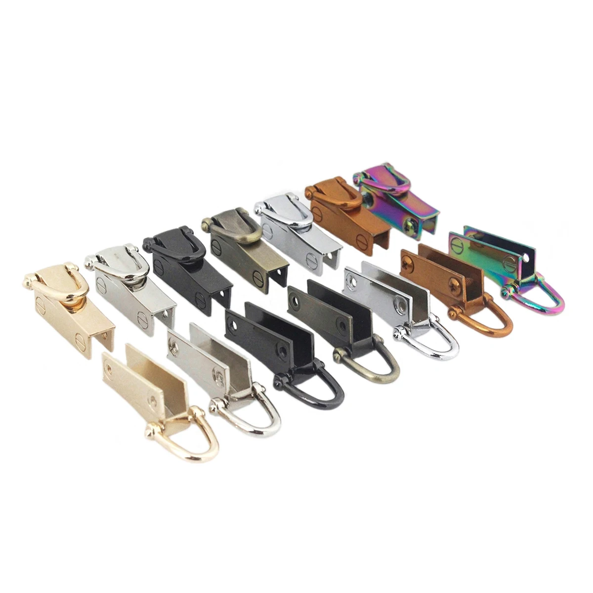 1 pair Metal Bag Side Anchor Gusset Hanger Clamps Bag Side Edge Anchor Link Hardware with D Rings for Bag Purse Strap