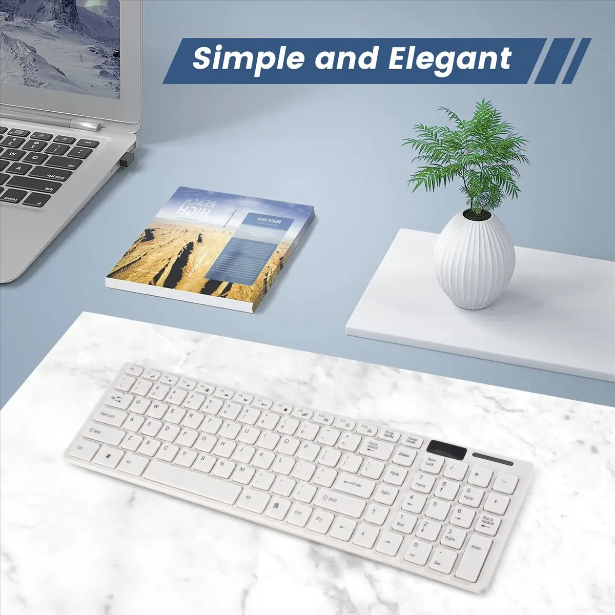 

(A26M) Wireless Slim White Keyboard + Wireless Optical Mouse Set for PC and Laptop