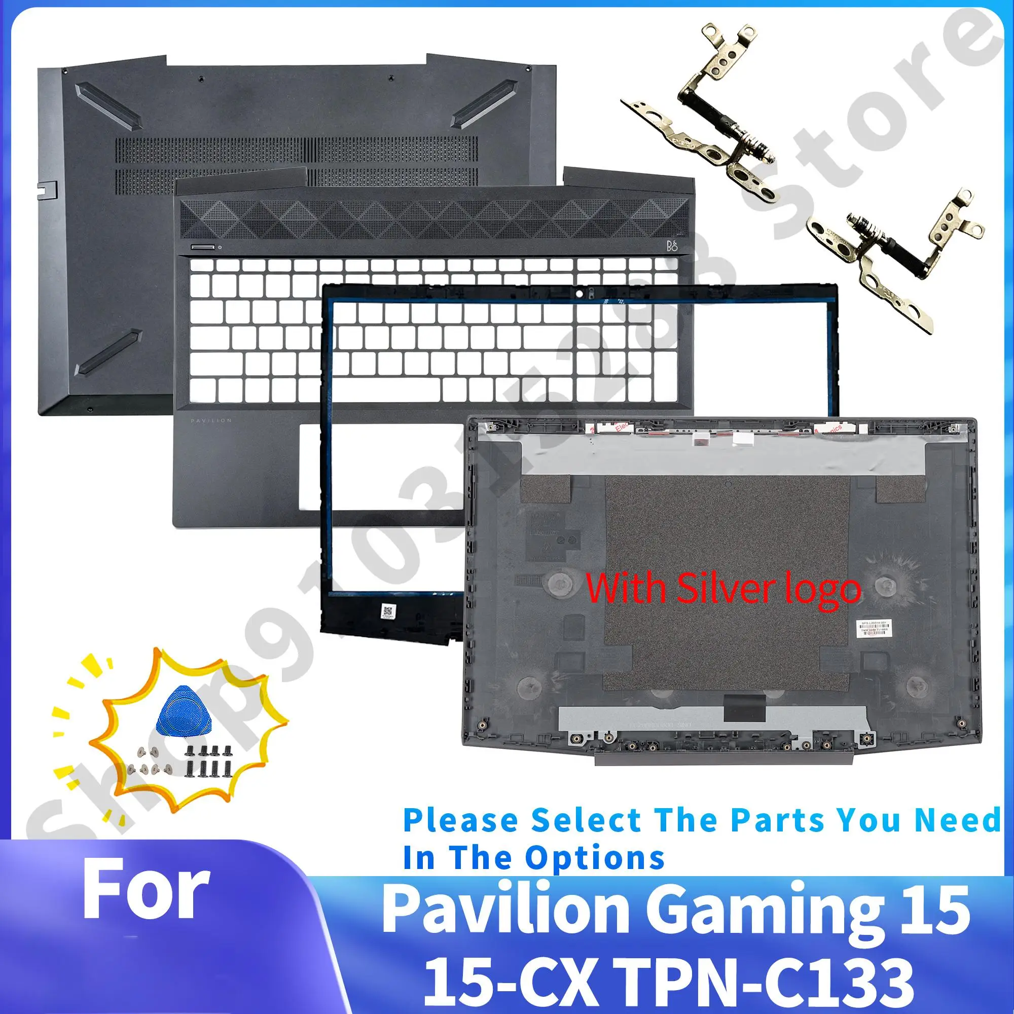 Housing For Pavilion Gaming 15-CX 15T-CX 15-cx0020nr 15-cx003 TPN-C133 LCD Back Cover Bezel/Upper/Bottom Repair 15.6inch Silver