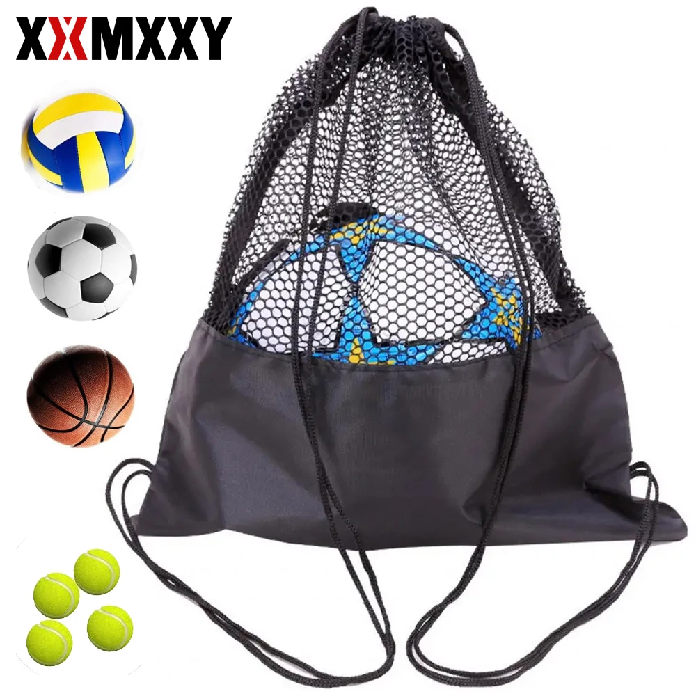 1PCS Single Ball Bag Mesh Drawstring Sling Bag Adjustable Organiser for Basketball Volleyball Rugby Football