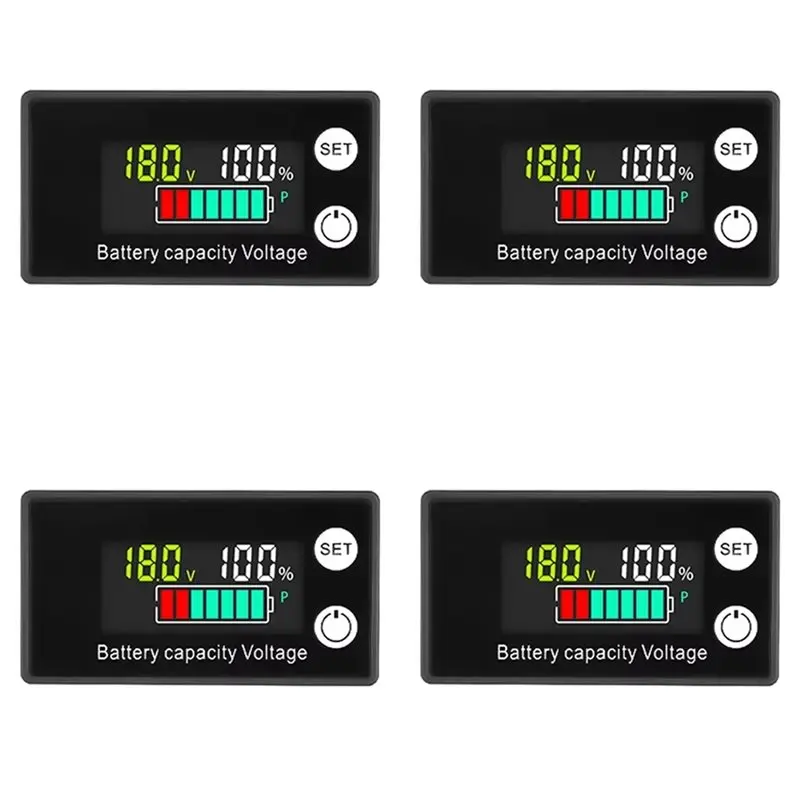 AAAN-4X Battery Voltmeter DC 8-100V Capacity Indicator Power Meter Lithium Lifepo4 Lead-Acid Cell 12V 24V 48V LCD Screen D
