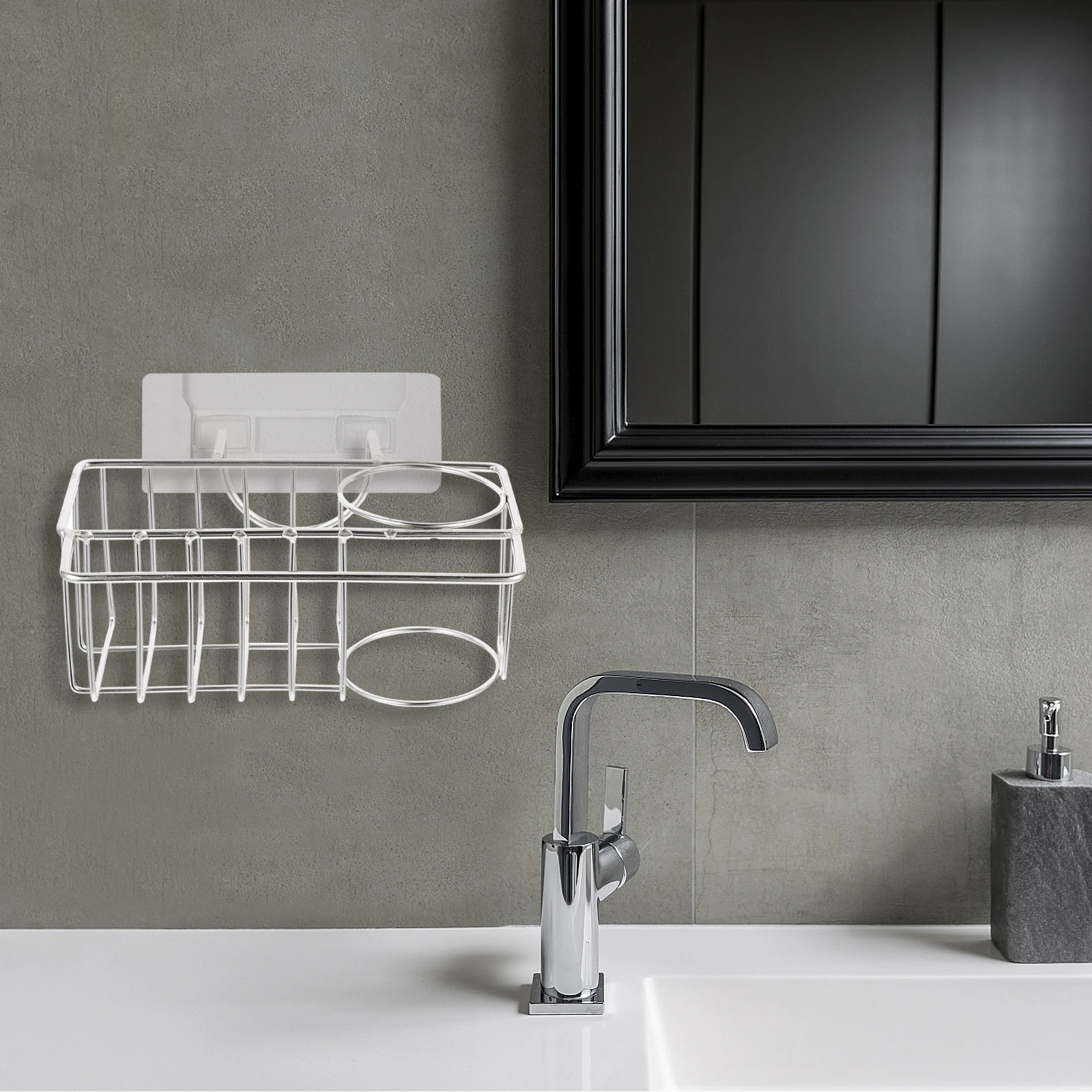 

1pc Stainless Steel Sink Storage Rack Dish Drying Basket Sponge Holder Kitchen Organizer Cutlery Racks Hollow Bottom Design Easy