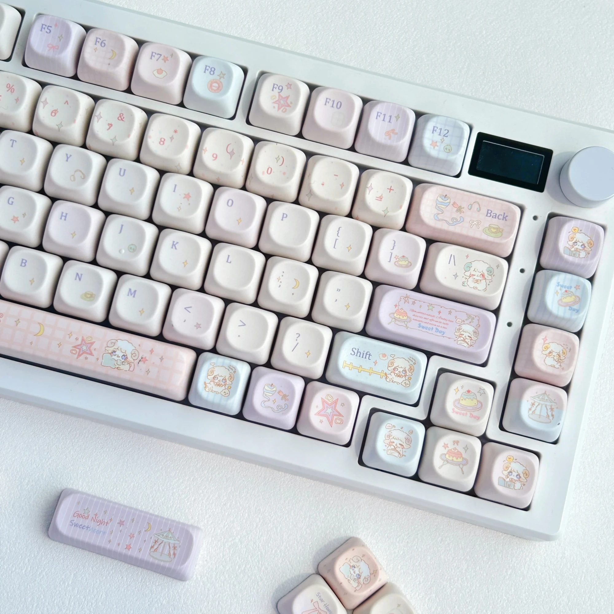 MAIMOOO Kawaii Little Lamb Keycap MOA Cherry Profile PBT Custom Macaron Color Cute Sheep Korean Keycaps for Mechanical Keyboard