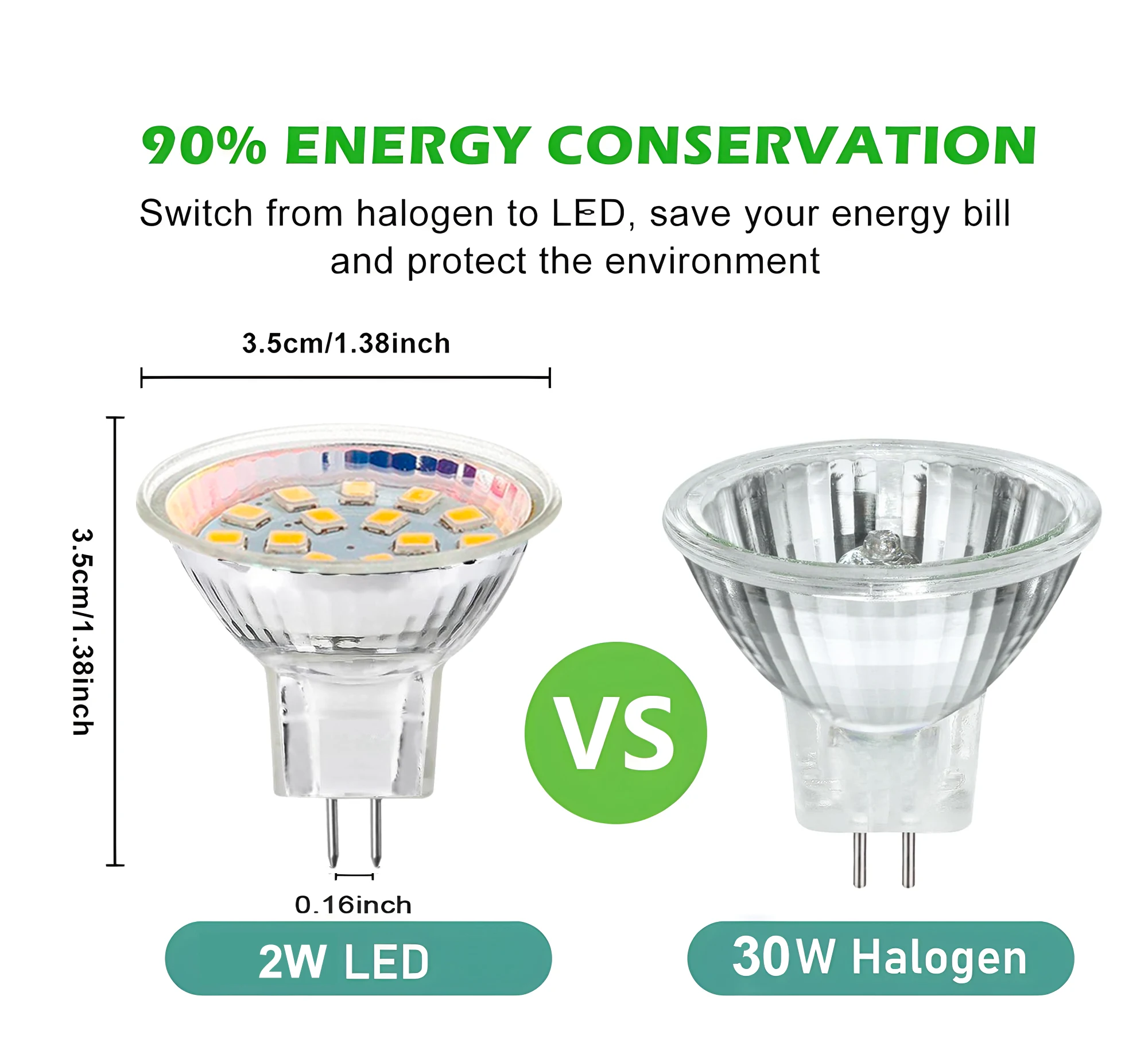 4-Piece 2W MR11 GU4.0 LED Light Bulbs 12V 24V 36V G4 GU4 GZ4 Bi-Pin Base LED Spotlight Lamp 20W Halogen Bulbs Equivalent