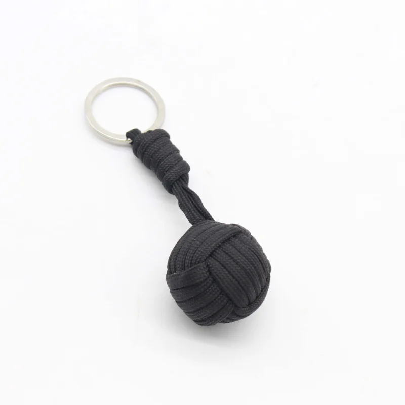 Outdoor Umbrella Rope Braided Keychain Accessories Military Self-defense Tool Steel Ball Keyring Hand-braided Keychains Pendant