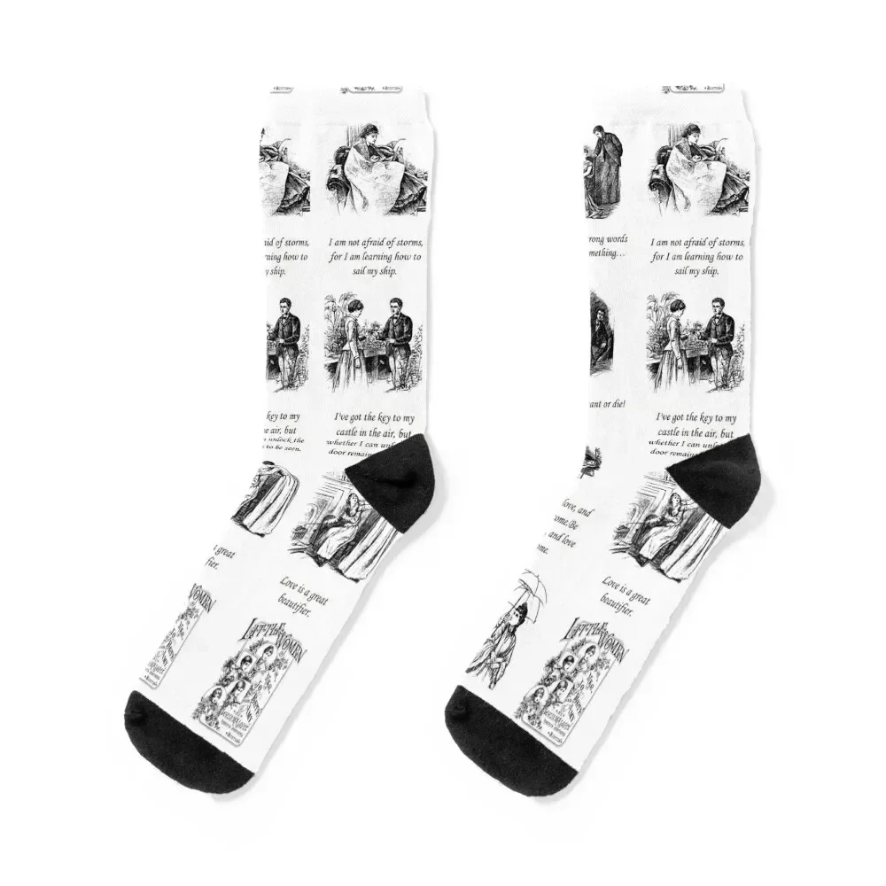 

Little Women Quotes and Illustrations Socks football Non-slip hiking cotton Socks Girl Men's