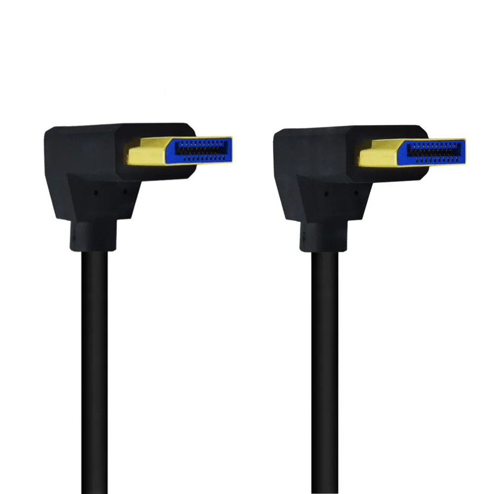 Cable DisplayPort 1,4 de ángulo arriba y abajo de 90 grados, extensión DP macho a macho, 0,3 M, 30cm, 8K/60Hz, compatible con 1,4 V