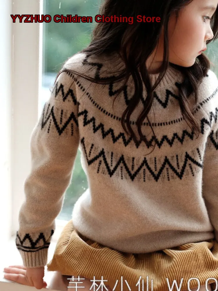 Kids Pullover Sweater Baby Boys Girls Cashmere Cute Infant Warm Base Layer Top