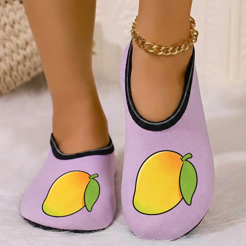 

Four season wearable couple cartoon bird print with thin velvet lining, breathable, high elasticity, anti slip floor slippers