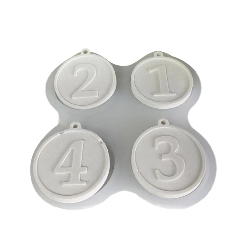 1234 Plaster Molds Hanging Ornament Molds Round Number Pendant Silicone Molds