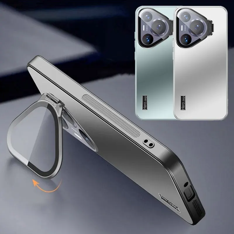 Hülle für Huawei Pura 80 Ultra, Kameraobjektivschutz, unsichtbare Halterung, Halterung, Hülle für Pura 80 Pro + matte, stoßfeste Hülle