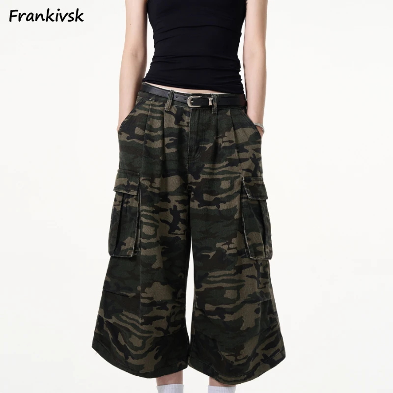 

Американские камуфляжные женские мешковатые шорты-карго с карманами, красивые модные летние популярные винтажные повседневные шопперы в стиле хип-хоп