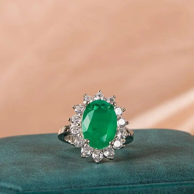 Cellacity Green Emerald Gemstone Rings For Women Engagement Wedding Promise Ring  Sterling Female Silver Party jewelry Gift