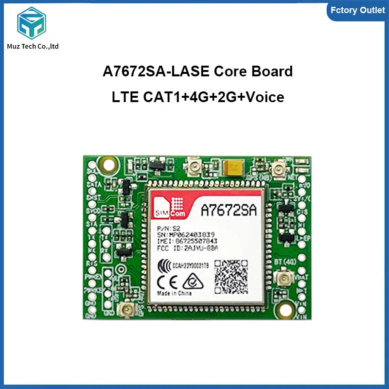 

SIMCom A7672SA-LASE Development Board LTE CAT1 24*24mm Module Dual-row Pin Board 4G 2G IOT Core Board support Voice without GPS
