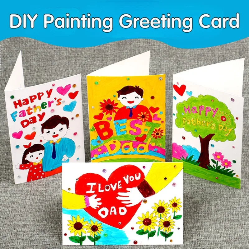 

Father's Day 3D Handmade Greeting Card Children's Kindergarten DIY Colored Painting Festival Blessing and Thank You Card