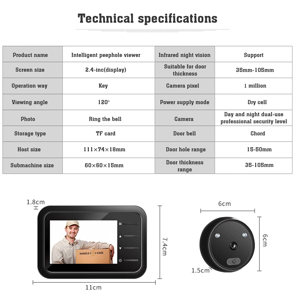 Imagem -02 - Wifi Campainha Door Viewer Câmera Peephole com Monitor sem Fio Visualização ao Vivo Disponível Visão Noturna Digital Fotografia