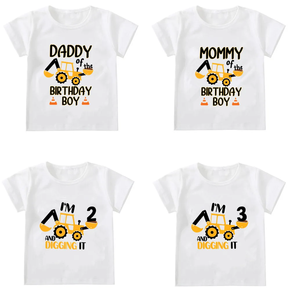 Excavator Birthday Party Family Shirts Construction Personalized T Shirts Boys My Kids T Shirt