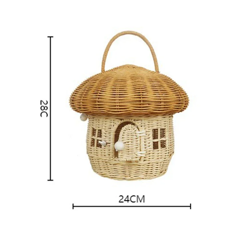 Outdoor Picnic Baskets Mushroom Storage Bag Rattan Woven Basket Camping Portable Candy Acorns Handbag Sundries Woven Bags view 6