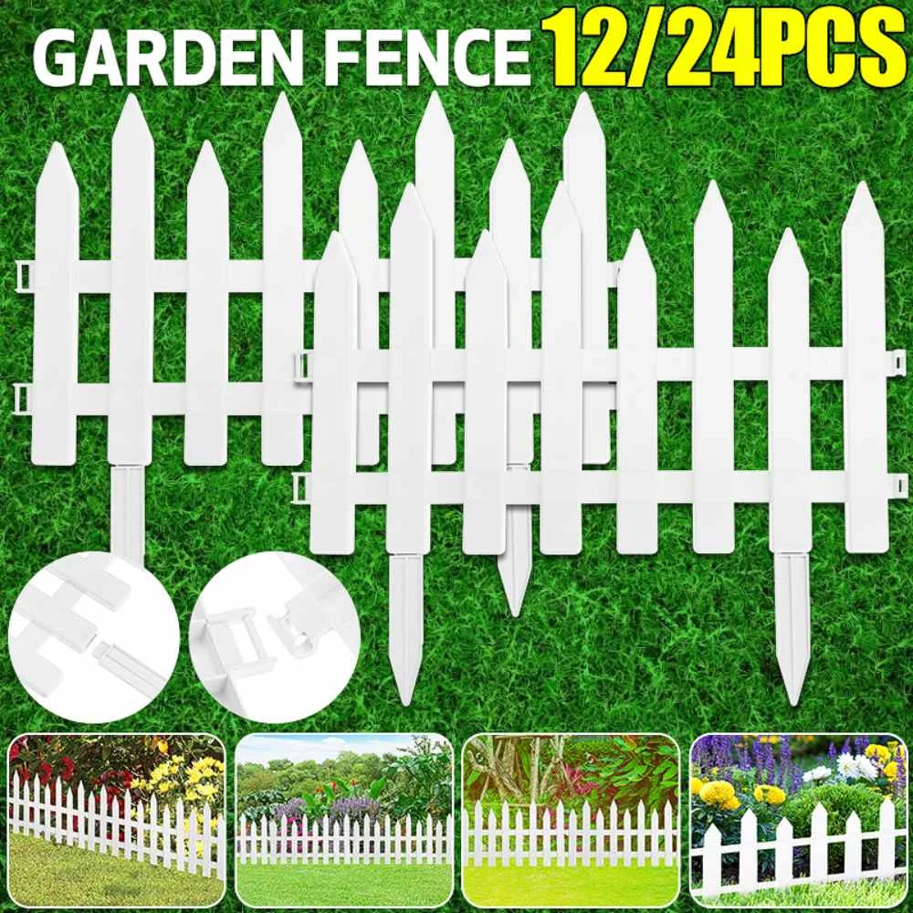 

12/24Pcs Plastic Fence Courtyard Indoor Garden Fence Kindergarten Flower Garden Vegetable Small Fence DIY Christmas Decoration