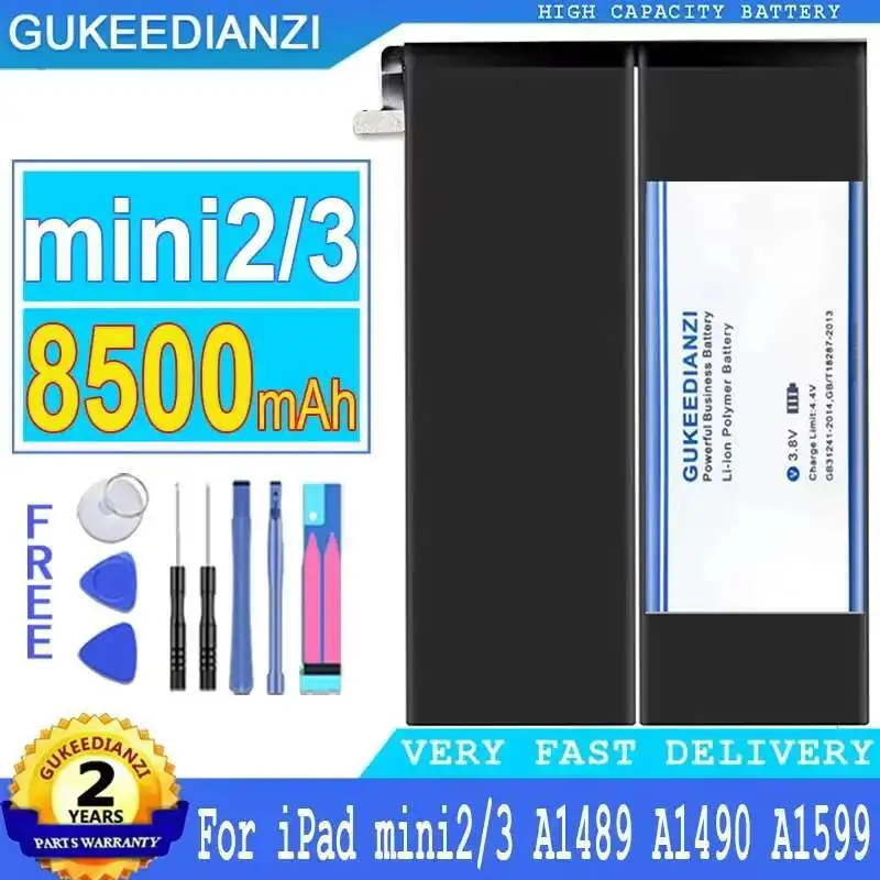 

Tablet Battery Mini23 For Apple Ipad Mini 2 3 A1489 A1490 A1491 A1599 A1560 A1561 Premium Replacement 8500Mah