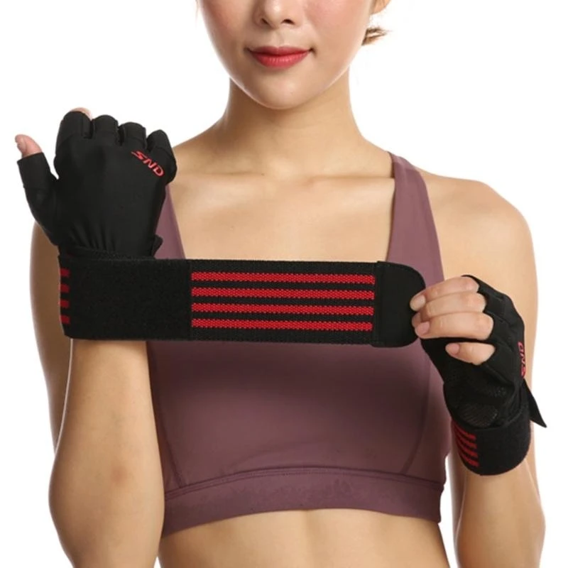 

652F Men Women Padded Full Protections Gym Gloves Breathable Weight Lifting Training Gloves with Wrist Straps Supported