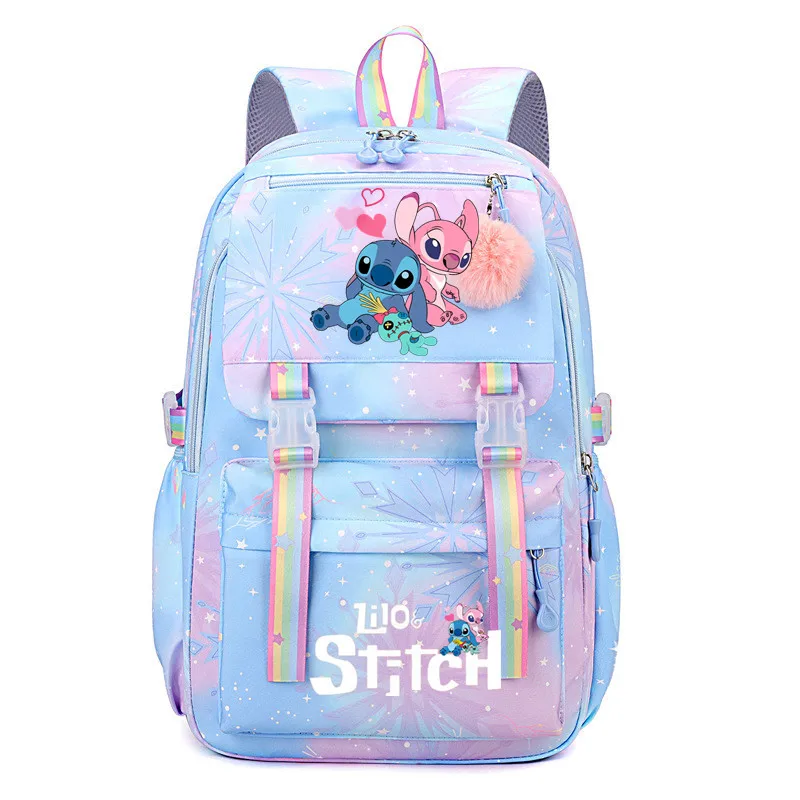 Disney Large Capacity Backpack for Children, Mochilas escolares, Lilo e Stitch, Kawaii, meninas, mulheres, crianças, mochila