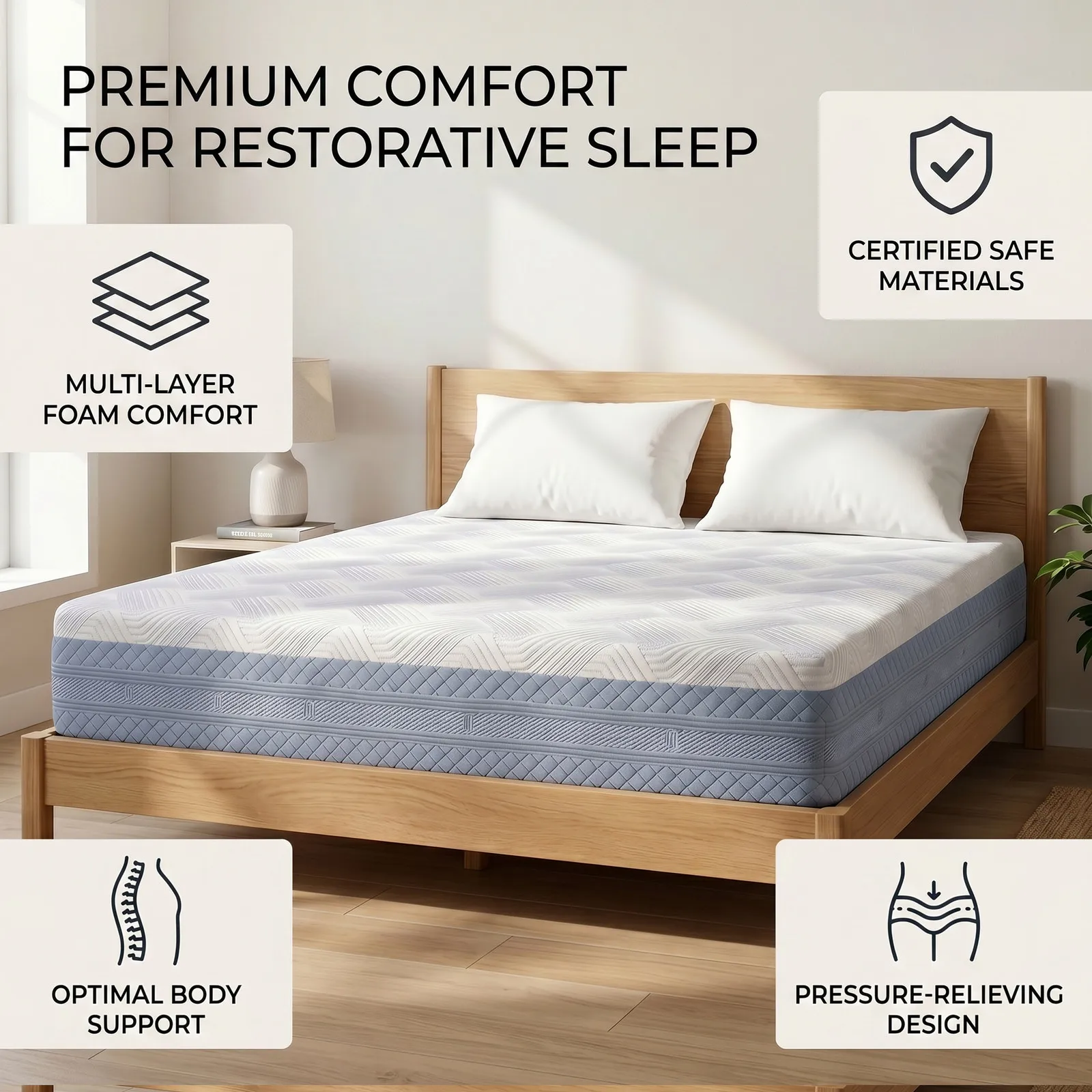 King Size Memory Foam Mattress High Density Multi-Layer Foam with Certifications