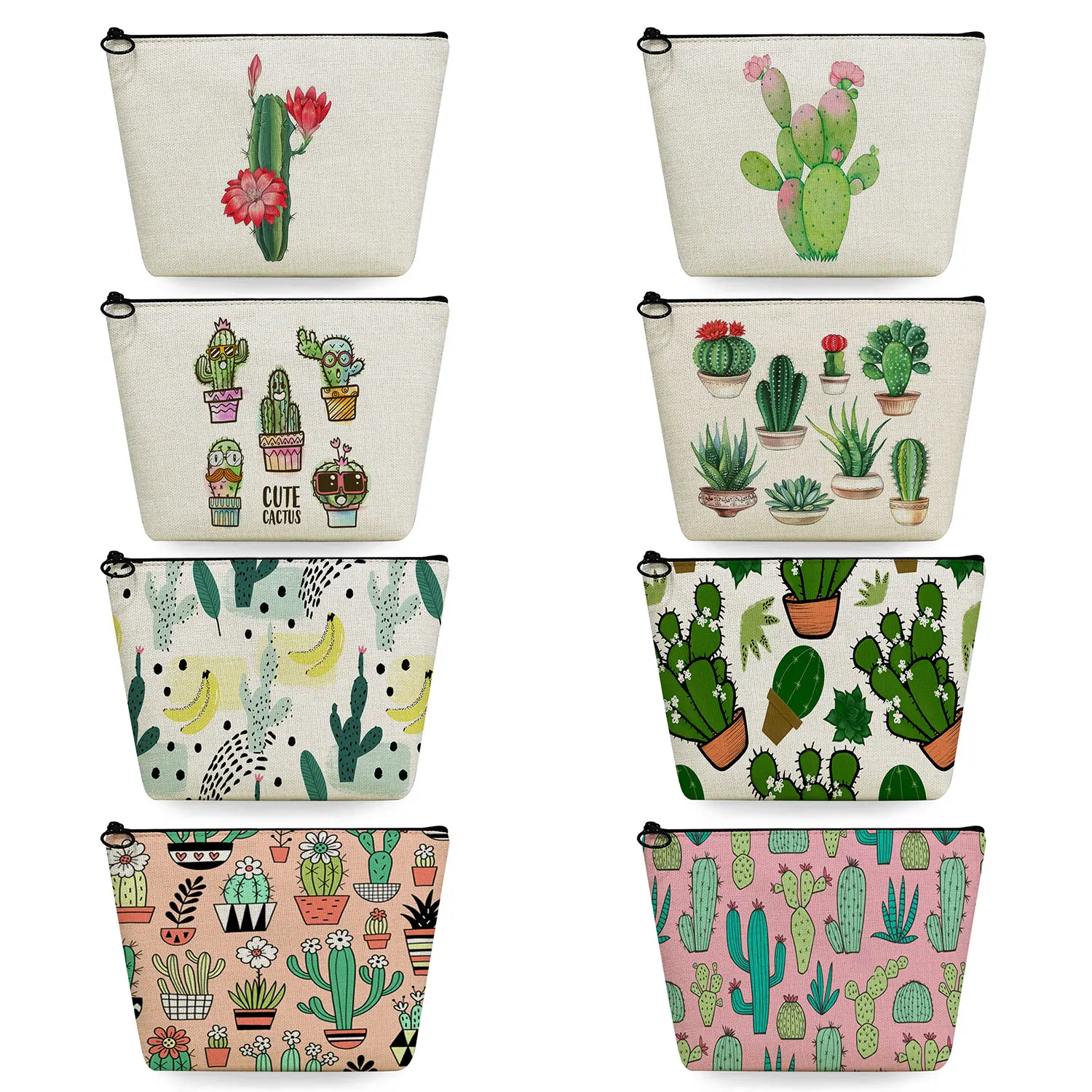 Makeup Organizer Casual Pencil Cases Custom Cactus Print Women's Cosmetic Bag Travel Toiletry Bags High Quality Refreshing Plant