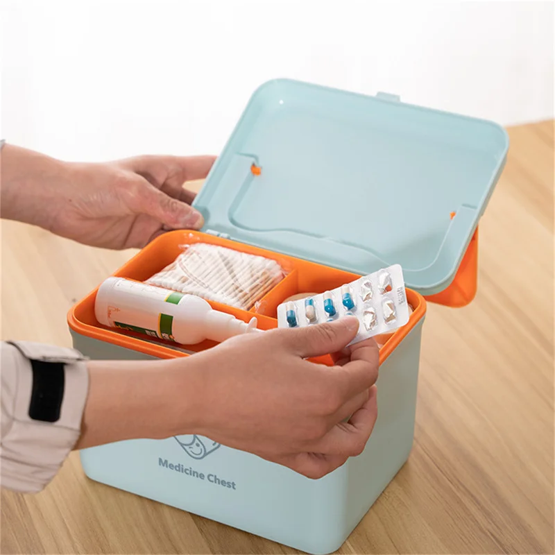 Double Deck Medicine Box for Household Use Large Capacity Medicine Box Emergency Medical Care Medical Storage Cases Plastic