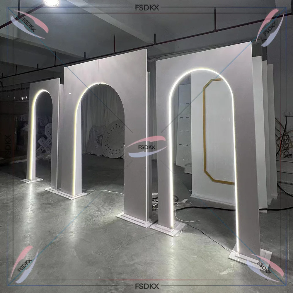

3PCS Event LED White Backdrop Party Decorations Wedding PVC Arch Stand for Wedding Party Decor