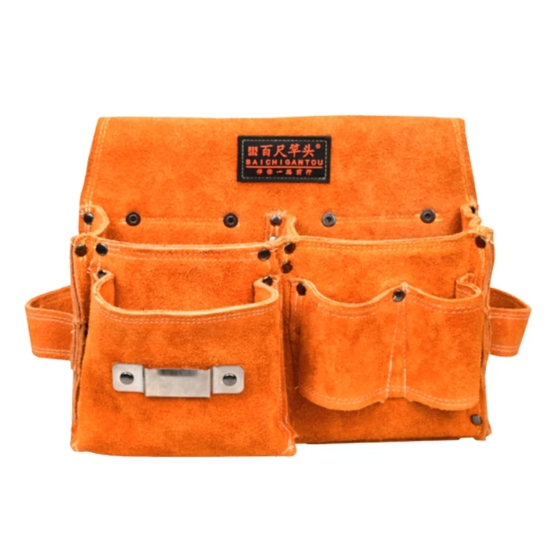 Portable Carpenter Cow Leather Tool Bag Hardware Tool Storage Bag Dropship