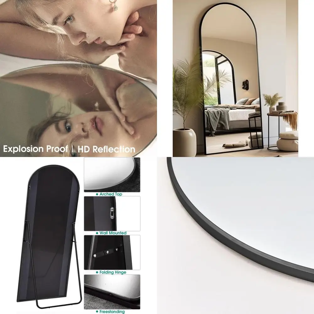 

Arched Floor Mirror with Stand, 28x71 Large Wall Mirror, Freestanding Full-Length Mirror for Bedroom or Living Room, Black