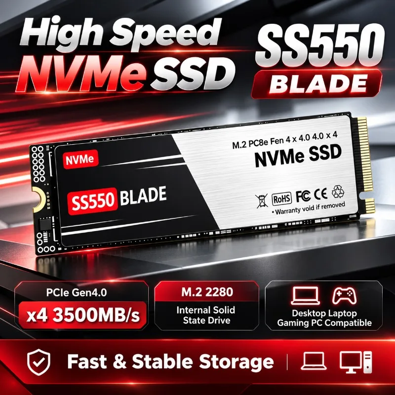 Internal Solid State Drive SS550 M.2 NVMe SSD PCIe Gen4.0 x4 M.2 2280 3500MB/S High Speed Storage for Desktop Laptop Gaming PC