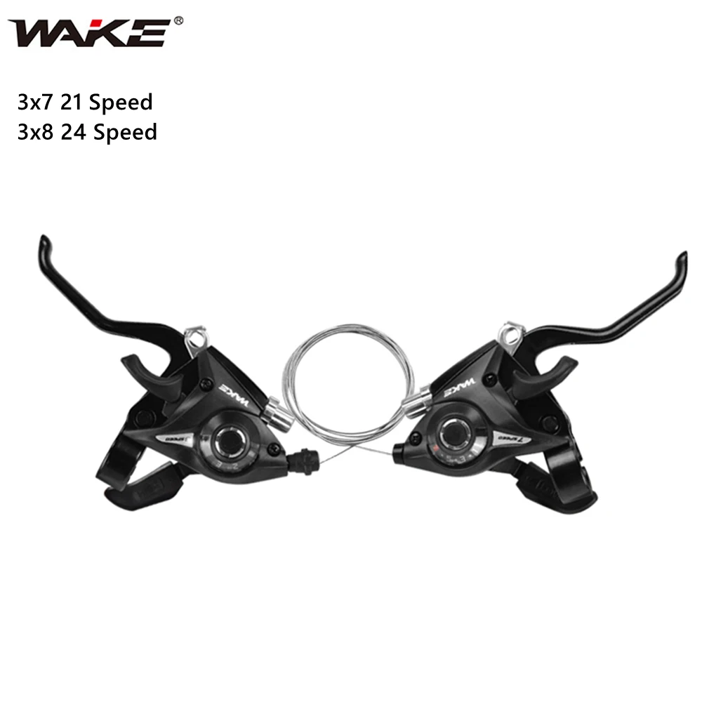 WAKE 3x7 21 Speed Bicycle Thumb Shifter 3x8 24 Speed Bike Brake Lever Shift Cable MTB Trigger Shifter Conjoined Derailleurs