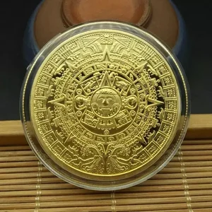 Maya Memorial Coin Pyramids Coins Koin Amerika Meksiko Aztec Emas dan Perak Koin Non-mata uang Asing 10 nugget emas penjualan terbaik - №