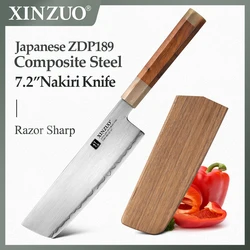 XINZUO 7.2” Inch Nakiri Knife Japanese ZDP189 Composite Steel With Desert Ironwood Handle Sharp Kitchen Cooking  Accessories