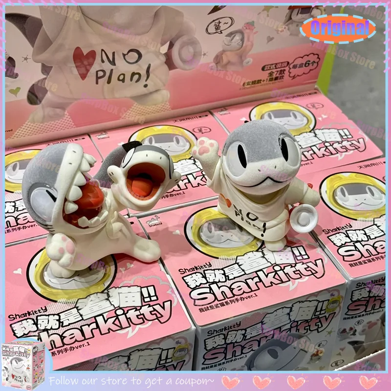 

Новая оригинальная серия Sharkitty Ver.1, флокированная глухая коробка, кавайная фигурка животного, коробка-сюрприз, декор для стола, украшение, подарок на день рождения