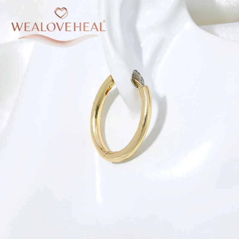 Klassische 18K vergoldete Messing-Huggie-Creolen für Damen, minimalistische Mode, einfache runde Ohrringe, Geschenk für den täglichen Gebrauch. – Detail 20