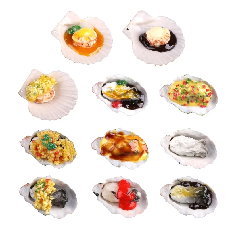 Simulation Grilled Scallops Model Photo Props Artificial Grilled Oysters Seafood Model for Kitchen Decorations, Display