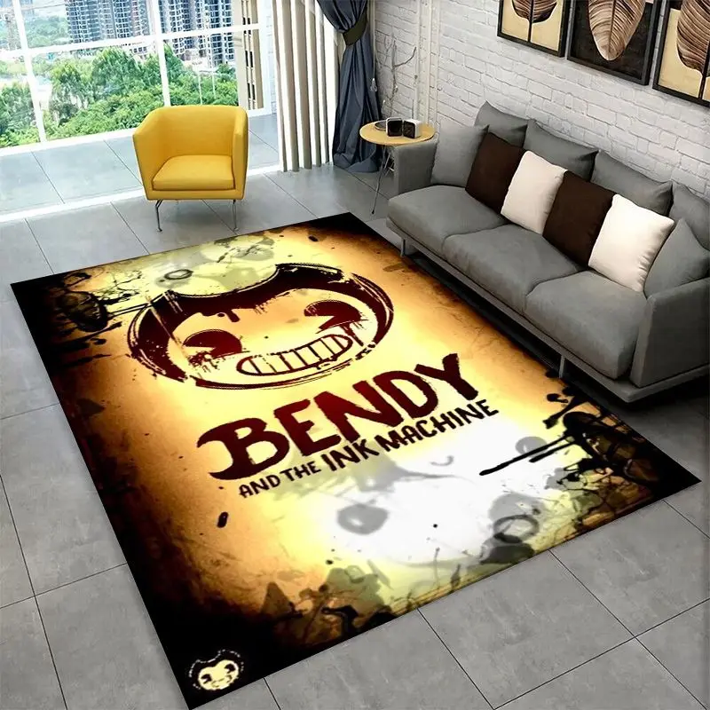 3D B-Bendy Horror Game Cartoon Living Room Non-Slip Area Rug Soft Carpet for Bedroom Kid Playroom Sofa,Home Decor Doormat Gift
