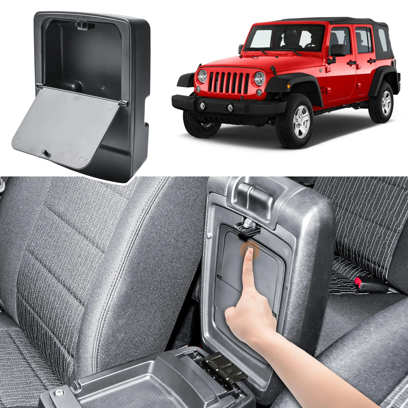 

Armrest Hidden Box Tray For Jeep Wrangler JK/JKU 2011-2016 2017 2018 Center Console Organizer Secret Interior Box Accessories