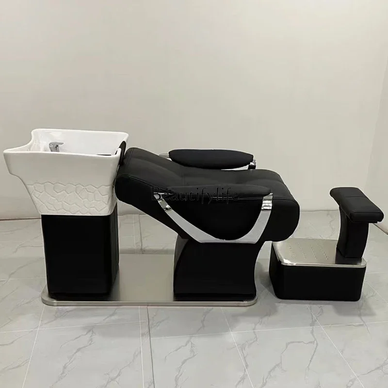 New Hair Salon Lying Half Shampoo Chair Hair Salon Special Massage Hair Saloon Dedicated Ceramic Basin