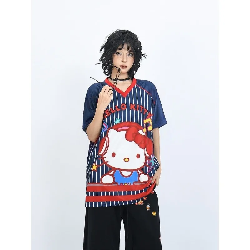 

2025 Hello Kitty футболка с короткими рукавами и 3D принтом, быстросохнущая дышащая повседневная модная спортивная рубашка больших размеров с короткими рукавами